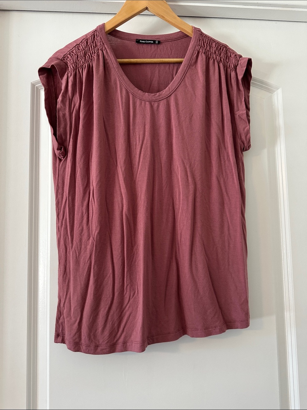 Pink Clover Mauve Smocked-Shoulder Tank Top